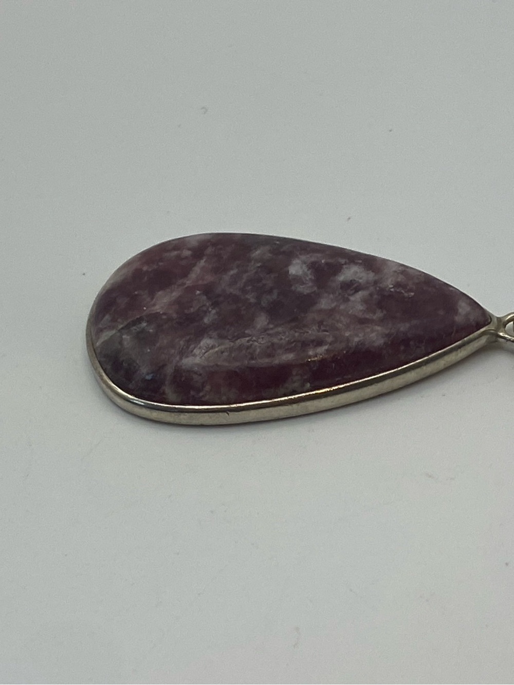 Natural Lepidolite Sterling Silver Teardrop Pendant - Picture 5 of 7